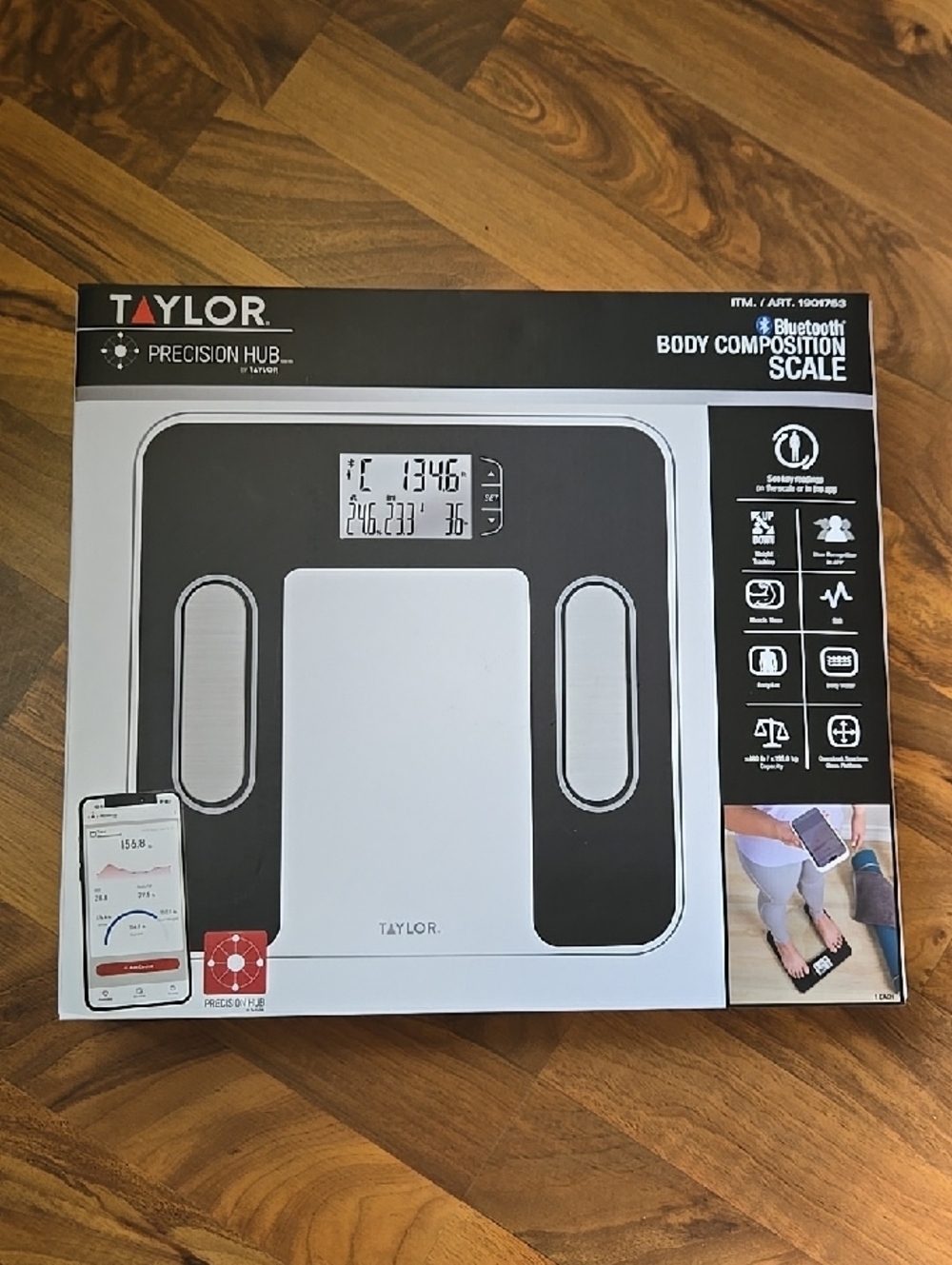 Taylor White and Black Precision Hub Bluetooth Body Composition Scale